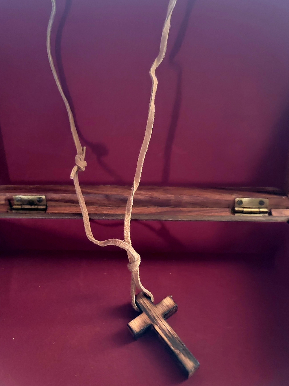 Hand Crafted brown wooden cross pendant necklace
